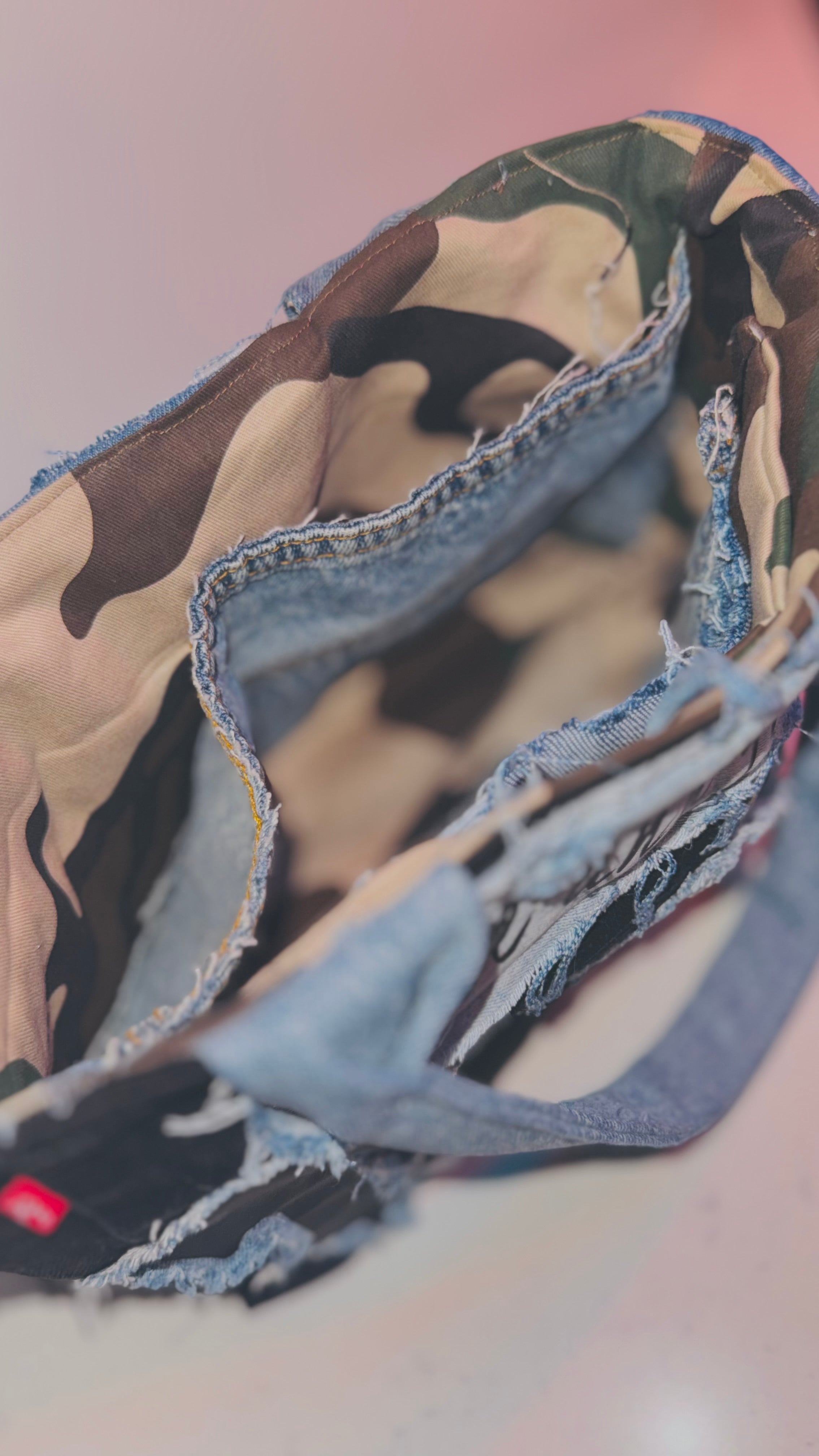 Real Over Fake Denim Tote Bag
